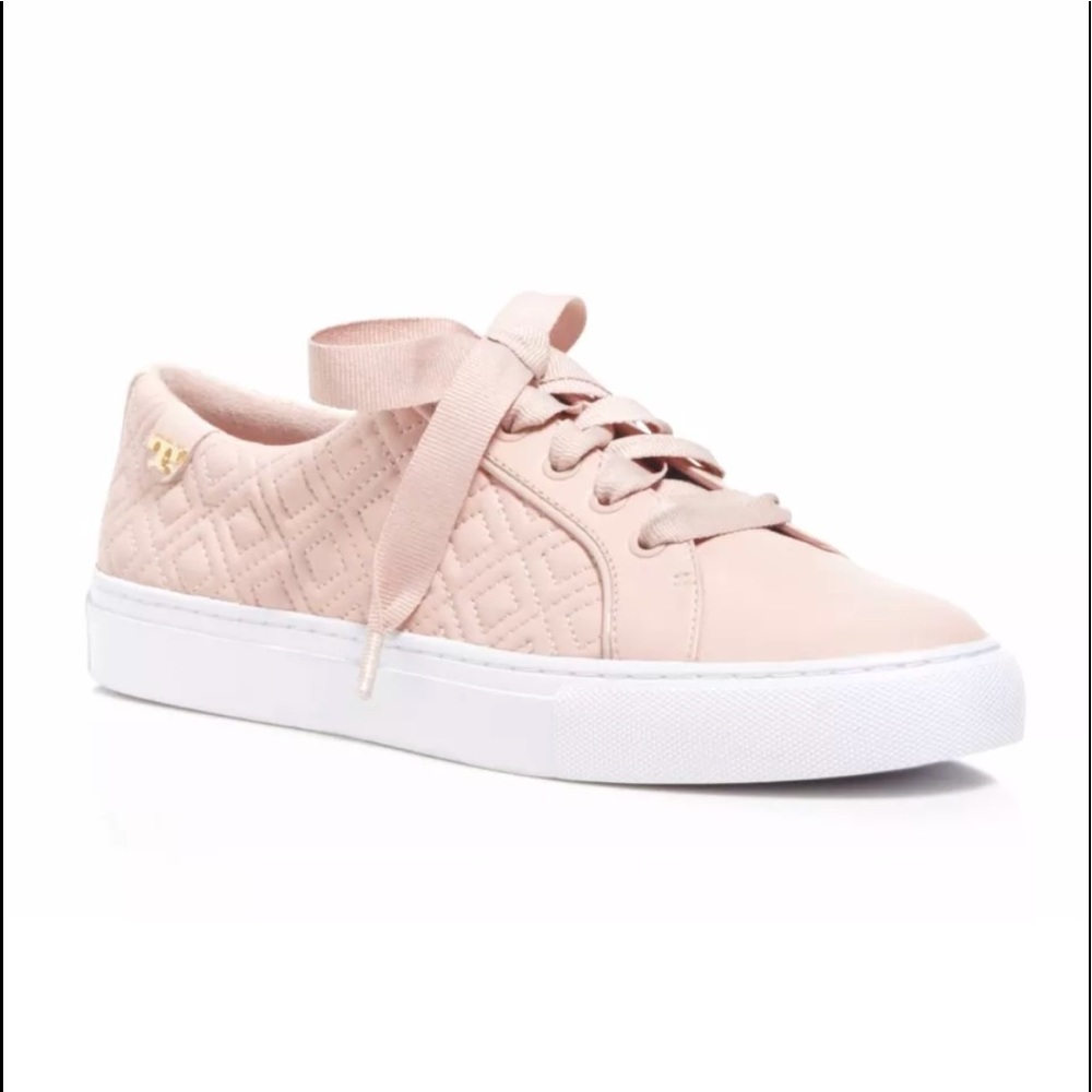 Tory Burch Marion Leather Quilted Lace Up Sneakers